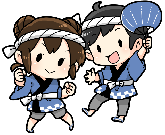 法被を着た女の子と男の子