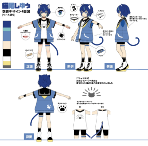 【commission】キャラクターデザイン3面図+1【猫尾しゆう】さん キャラクターデザイン3面図+1【猫尾しゆう】さん