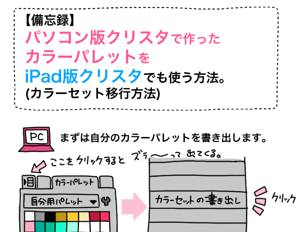 備忘録 Pcで作ったカラーパレットをipad版クリスタでも使う方法 Ichisaeki Com